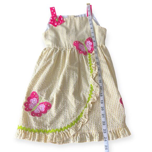Emily Rose Yellow Gingham Butterfly Sundress Girls Size 5 Ruffle Bow Summer - Picture 12 of 12
